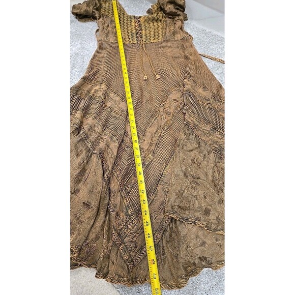 Flower Bohemian Boho Renaissance Midi Dress Brown /Green Women’s Free Size - Picture 8 of 9